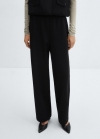 Mango Pantalón recto cintura elástica - Negro