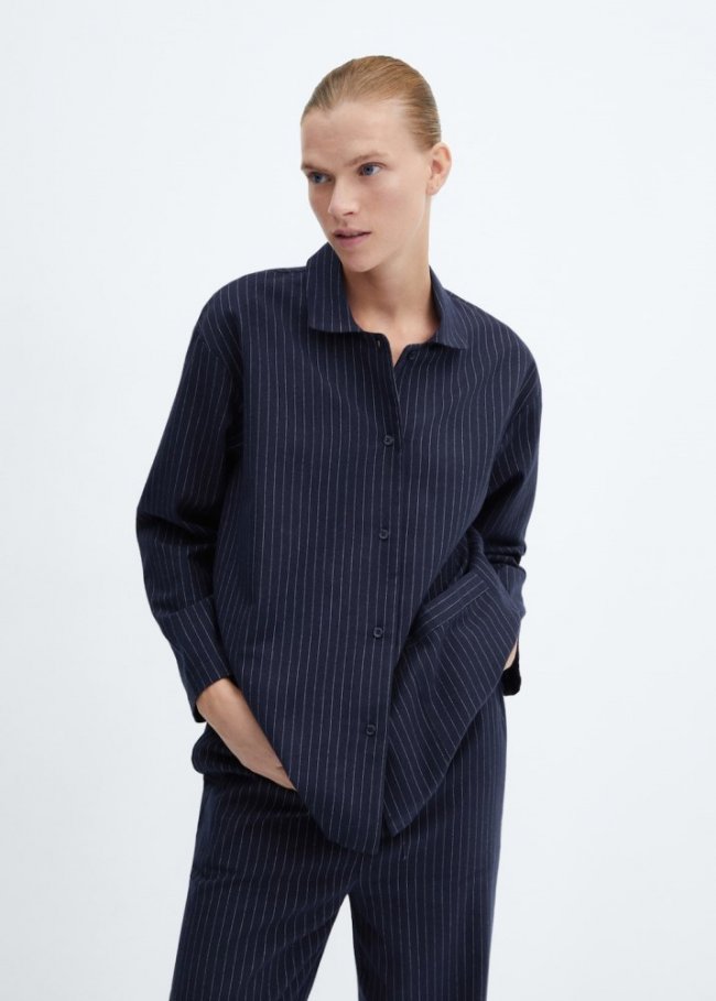 Mango Camisa pijama rayas - Azul marino