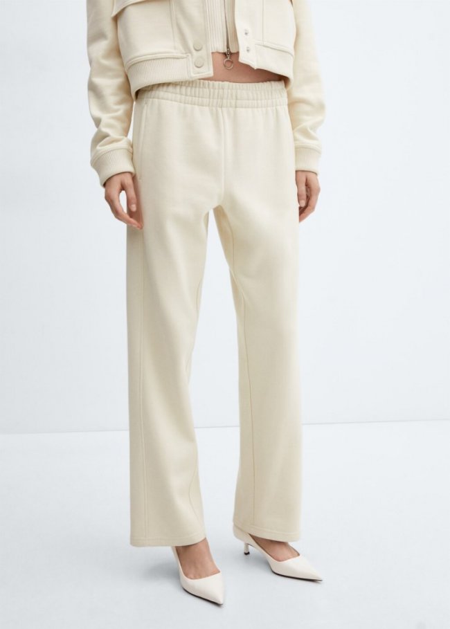 Mango Pantalón jogger algodón - Crudo