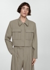 Mango Chaqueta crop bolsillos - Marrón medio
