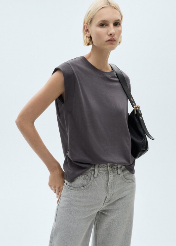 Mango Camiseta algodón manga corta - Gris antracita