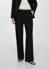 Mango Pantalón pinzas ribete contraste - Negro