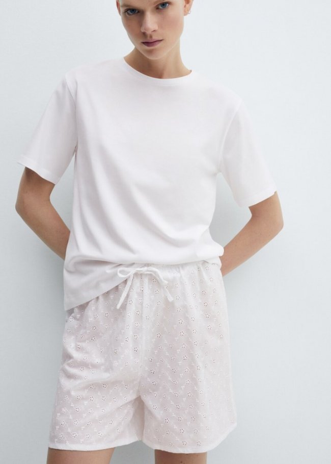 Mango Pijama dos piezas algodón - Blanco