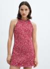 Mango Vestido corto tweed - Fucsia