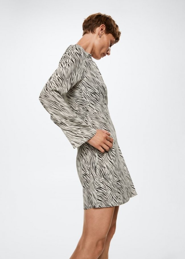 Mango Vestido estampado animal - Blanco