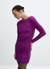 Mango Vestido lentejuelas hombreras - Morado