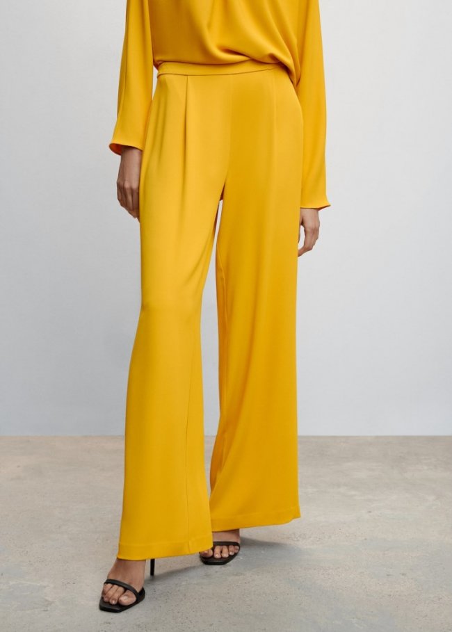 Mango Pantalón palazzo pinzas - Mostaza