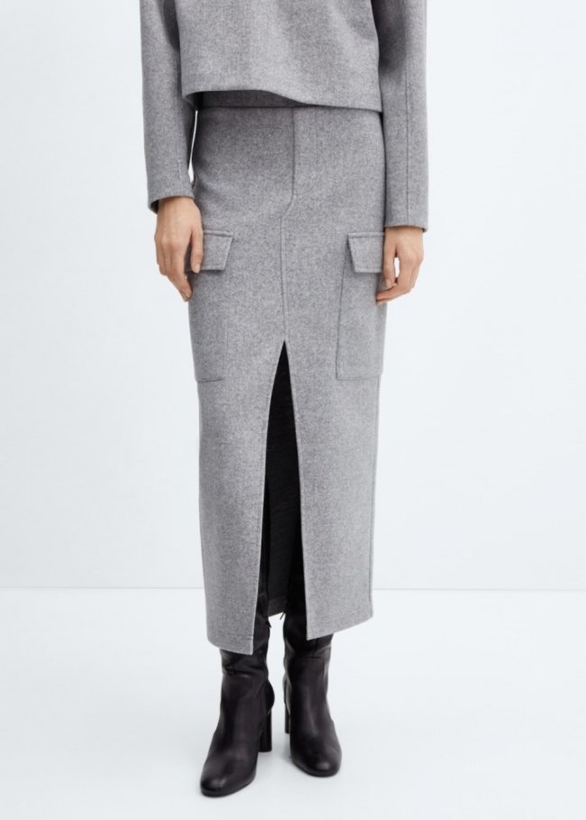 Mango Falda cargo abertura - Gris medio vigoré