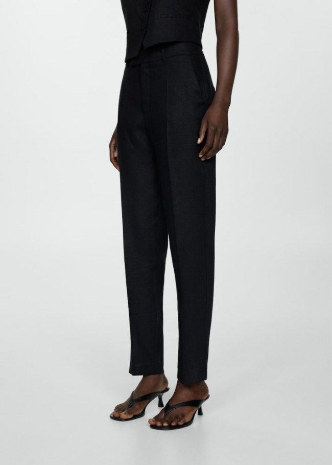 Mango Pantalón traje lino - Negro