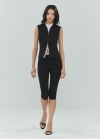 Mango Pantalón capri costuras decorativas - Negro