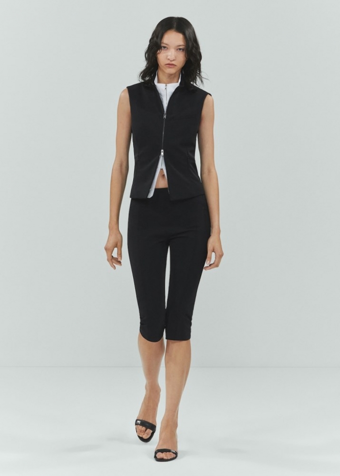 Mango Pantalón capri costuras decorativas - Negro