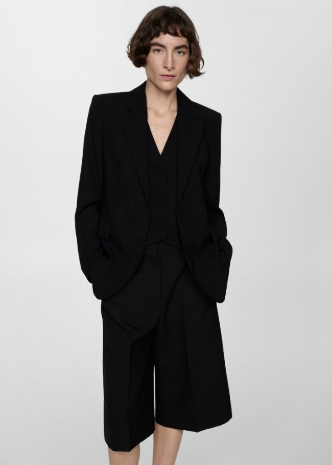 Mango Americana traje recta - Negro