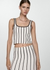 Mango Top crop punto rayas - Crudo