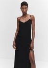 Mango Vestido largo abertura - Negro