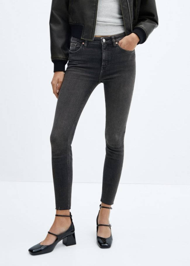 Mango Jeans skinny crop - Gris oscuro