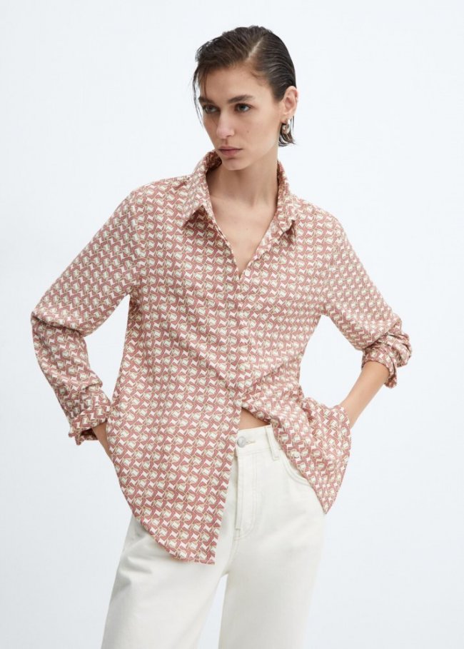 Mango Camisa fluida regular - Rojo anaranjado