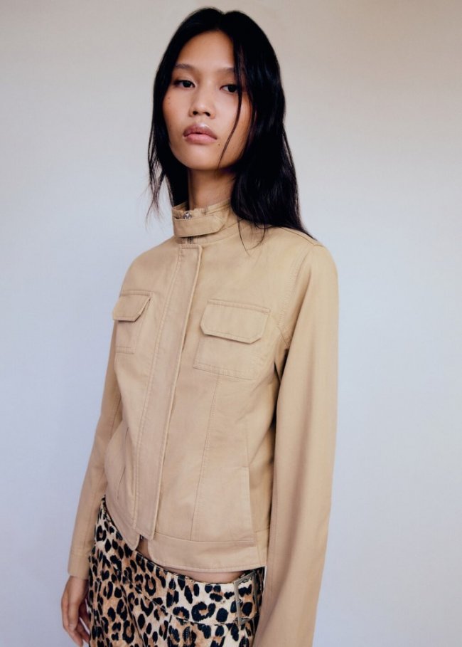 Mango Chaqueta vaquera bolsillos - Beige