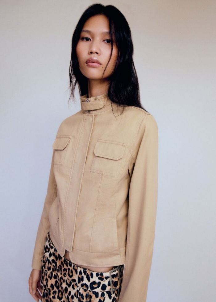 Mango Chaqueta vaquera bolsillos - Beige