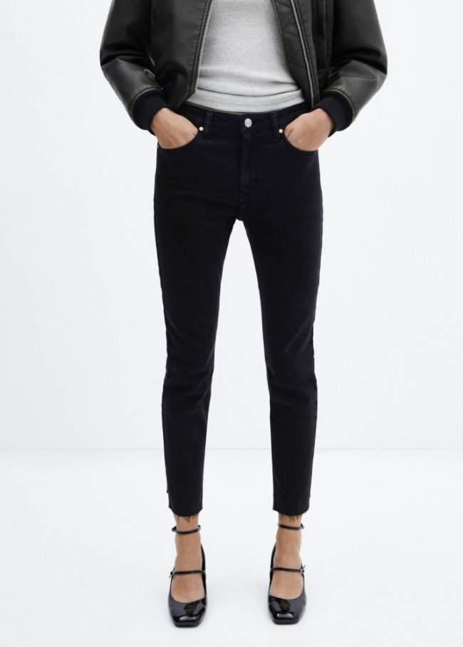 Mango Jeans skinny crop - Denim negro