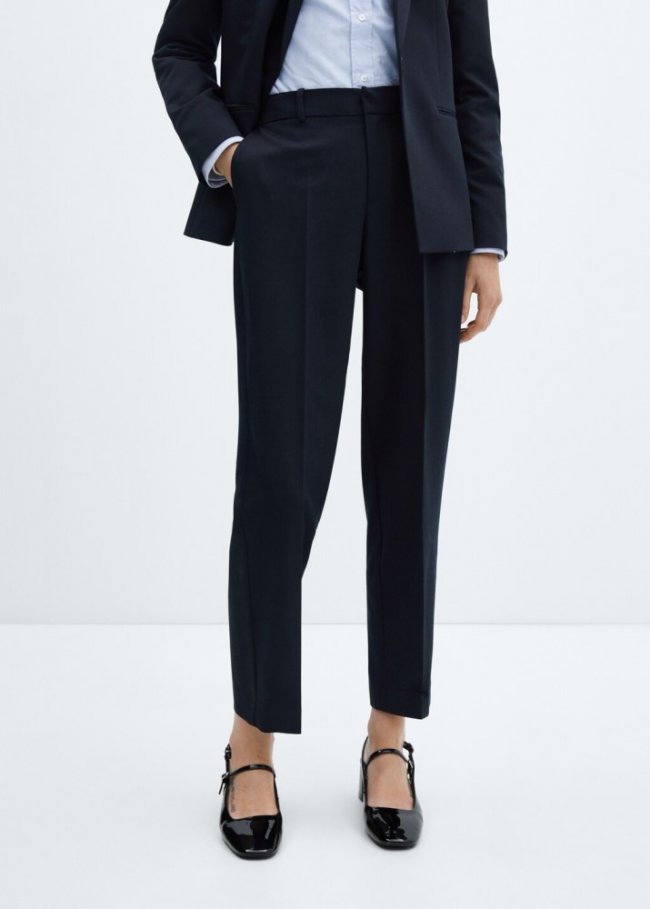 Mango Pantalón recto traje - Azul marino oscuro