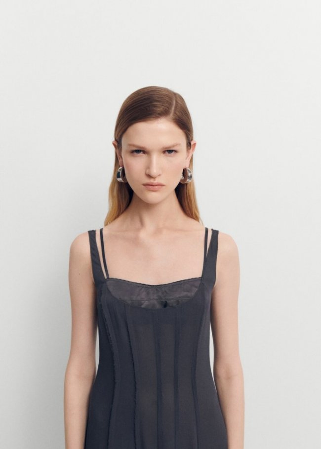 Mango Vestido corsetero bajo asimétrico - Gris