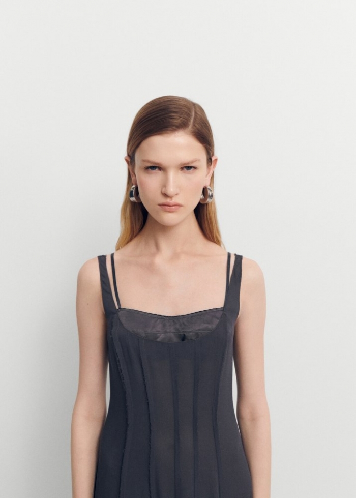 Mango Vestido corsetero bajo asimétrico - Gris