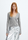 Mango Camiseta punto botones - Gris medio vigoré