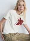 Mango Camiseta algodón estampada - Burdeos
