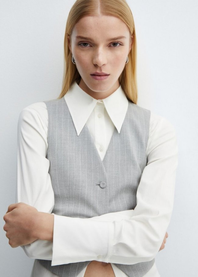 Mango Chaleco traje raya diplomática - Gris medio vigoré