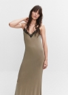 Mango Vestido lencero espalda abierta - Marrón medio