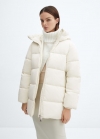 Mango Anorak acolchado capucha - Blanco roto