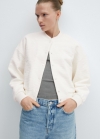 Mango Chaqueta bomber tweed - Crudo