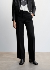 Mango Pantalón palazzo fluido - Negro