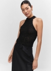Mango Top cuello halter lurex - Negro