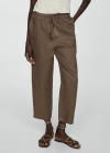 Mango Pantalón jogger lino - Topo
