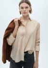 Mango Camisa lyocell satinada - Beige