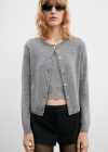 Mango Cárdigan lana cuello redondo - Gris medio vigoré