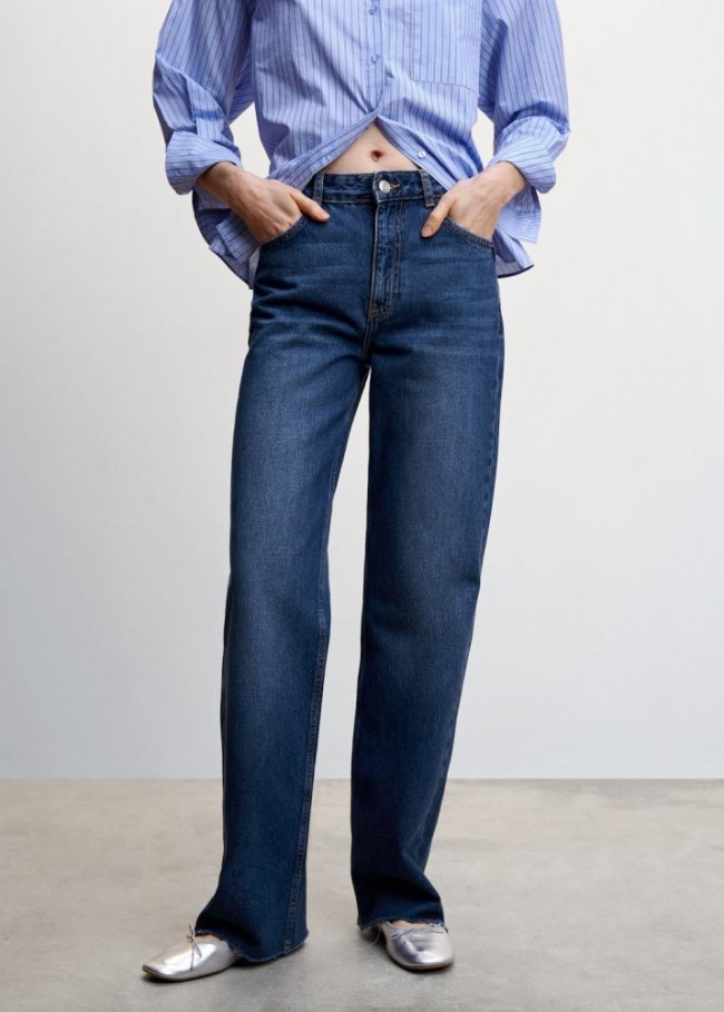Mango Jeans wideleg tiro medio - Azul oscuro