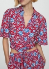 Mango Camisa estampado floral nudo - Rojo