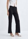 Mango Pantalón punto tiro alto - Negro