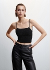 Mango Top lúrex espalda cruzada - Negro
