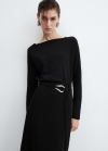 Mango Camiseta cuello barco algodón - Negro