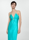 Mango Vestido satinado tirantes - Turquesa