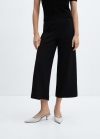 Mango Pantalón crop cintura elástica - Negro