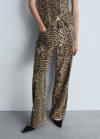 Mango Jeans rectos tiro alto leopardo - Marrón