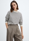 Mango Sudadera punto rayas - Crudo
