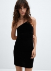 Mango Vestido asimétrico terciopelo - Negro