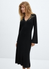 Mango Vestido midi punto lúrex - Negro