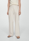 Mango Pantalón recto rayas - Beige