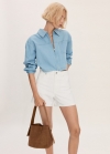 Mango Shorts vaqueros tiro alto - Blanco